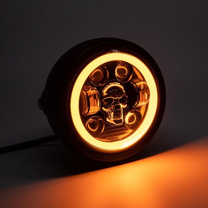 BENEALL Motorcycle Headlight 5.75 inch Round LED with Mounting Brackets Assembly, Front Headlamp with DRL High/Low Beam for Cafe Racer E-bike Bobber Chopper (style D) - Image 4